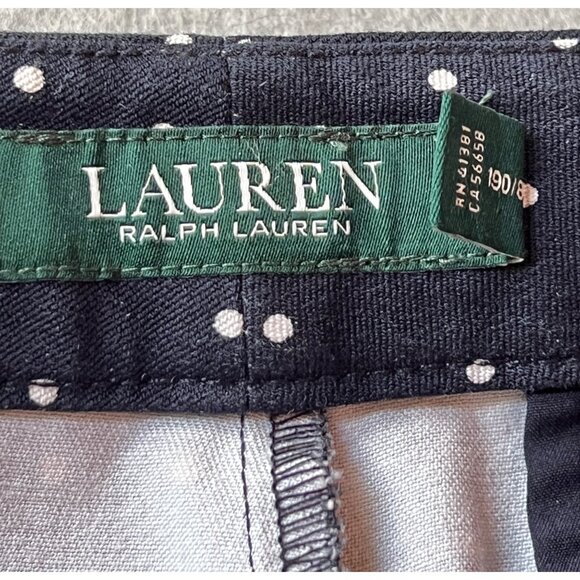Lauren Ralph Lauren Women's Navy & White Polka Dot Straight Leg Trousers Size 16 - Picture 3 of 10